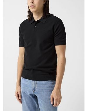 Theory Goris Bilen Fabric Polo Shirt - Black