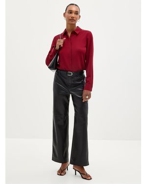 Contemporaine Silky Hidden Placket Shirt - Red