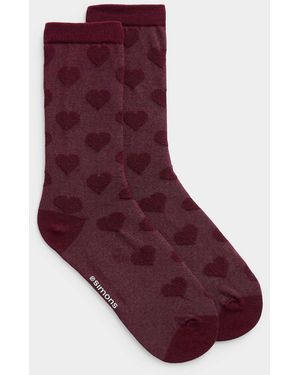 Simon's Embossed Heart Socks - Purple