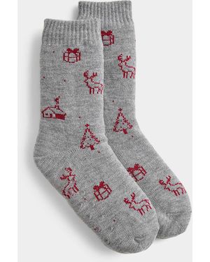 Le 31 Winter Pattern Slipper Socks In Support Of Food Banks Canada Unisex - Grey