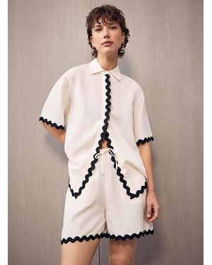 HUGO Camule Wavy Piping Loose Shirt - Natural