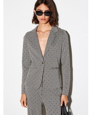 Ichi Houndstooth And Polka Dot Fitted Supple Blazer - Grey