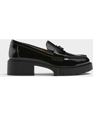 COACH Patent Leather Notched Loafers Women - Black