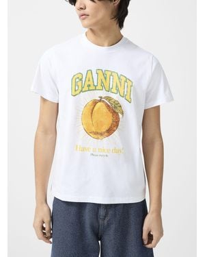 Ganni Peach Print T - White