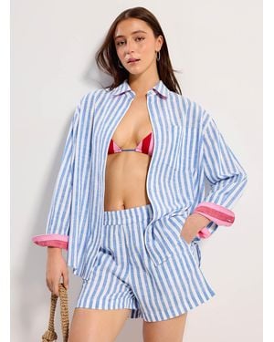 Simon's Parasol Stripe Chambray Shirt - Blue