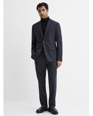 BOSCO Navy Check Suit Semi - Blue
