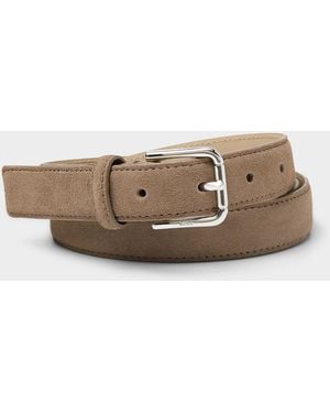 BOSS Navya Square Buckle Suede Belt - Brown