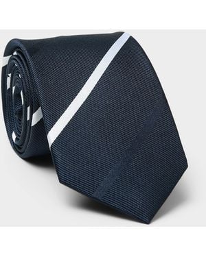 Olymp Contrast Stripe Skinny Tie - Blue