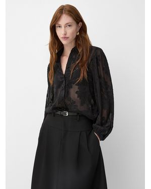 Contemporaine Botanical Pattern Dévoré Chiffon Shirt - Black
