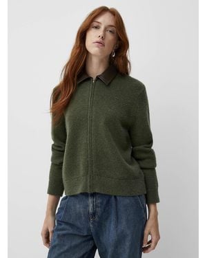 Contemporaine Leather Polo Collar Zip - Green