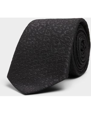 Le 31 Leopard Jacquard Tie - Black
