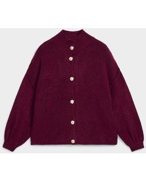 Contemporaine Crest Buttons Loose Cardigan Exclusive Collection From Italy - Purple