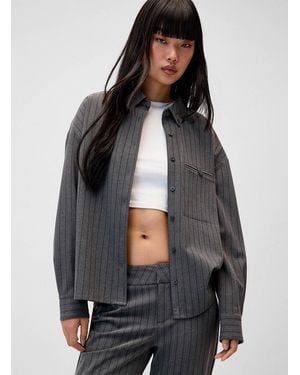 Twik Buttoned Pocket Loose Dress Shirt - Grey