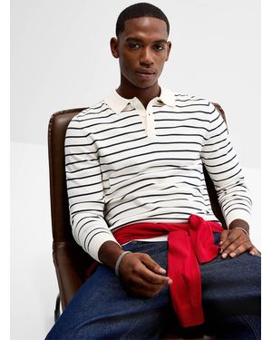 Le 31 Nautical Stripe Knit Polo - Red