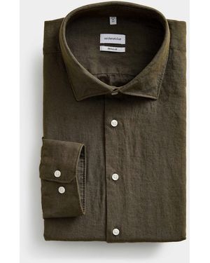 Seidensticker Pure Linen Shirt Regular Fit - Green