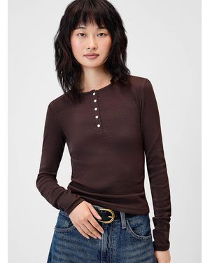 Twik Fitted Ribbed Henley T - Purple