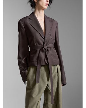 JW Anderson Tie Belt Cropped Blazer - Gray
