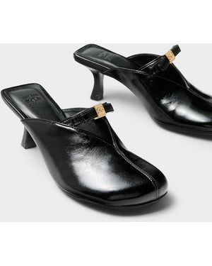 Ganni Logo Bow Glossy Mule Pumps Women - Black