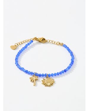 Simon's Summery Charm Beaded Bracelet - Blue