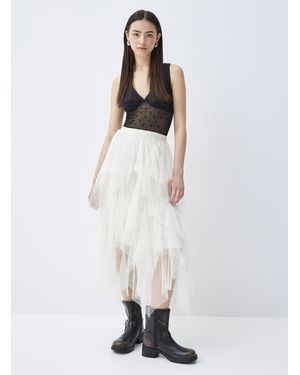 Twik Tiers Of Tulle Midi Skirt - Grey