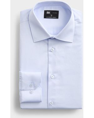 Le 31 Essential Satiny Cotton Shirt Modern Fit - Blue