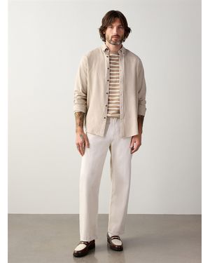 Le 31 Heathered Flannel Shirt Modern Fit - Natural