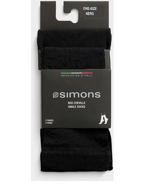 Simon's Geo/solid Sheer Ankle Socks 2 - Black