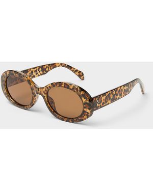 Simon's Flame Striped Oval Sunglasses - Brown