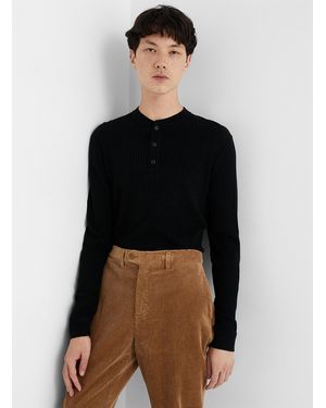 Le 31 Ribbed Henley Sweater - Black