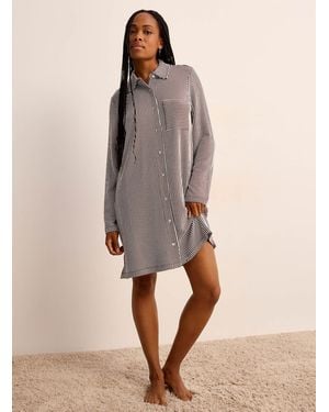 Miiyu Striped Viscose And Recycled Polyester Nightshirt - Natural