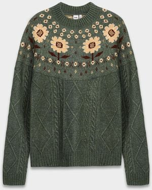 Twik Patterned Bands Sweater - Green