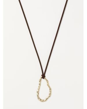 Simon's Sinuous Hammered Medallion Cord Necklace - Metallic