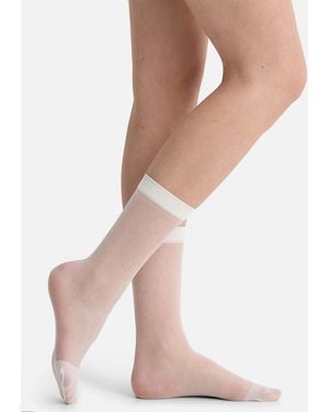 Hue Solid Sheer Socks - Natural