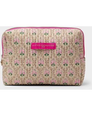 La P'tite Cachottière Sweet Flower Quilted Xl Cosmetics Case - Pink