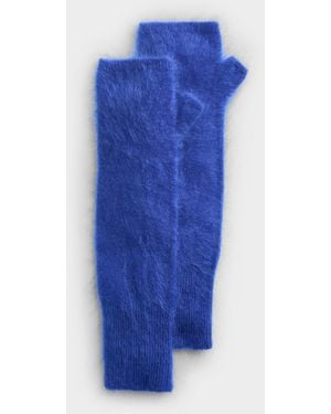 Simon's Pure Brushed Cashmere Wrist Warmers - Blue