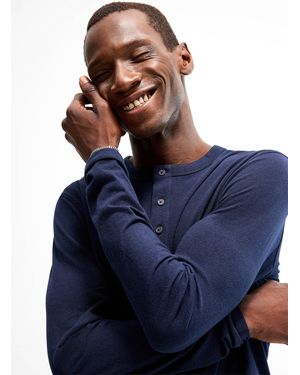Le 31 Stretch Jersey Henley T - Blue
