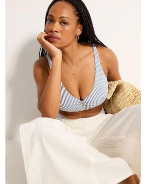 Simon's Textured Stripe Balconette - Brown