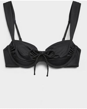 Simon's Ruched Bow Balconette - White
