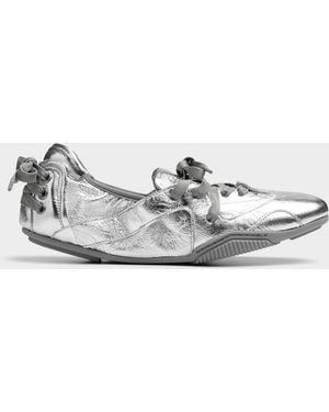 Acne Studios Metallic Leather Ballet Flat Sneaker Women - White