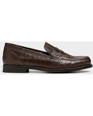 Simon's Chocolate Brown Croc Leather Loafers Made In Spain Women