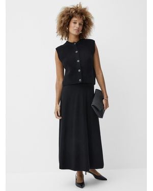 Contemporaine Responsibly Sourced Wool Flared Maxi Skirt - Black