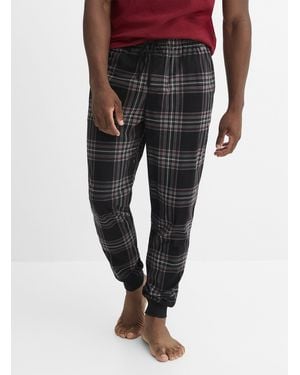Le 31 Check Microfleece Lounge Pant - Black