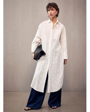 2nd Day Striped Voile Tunic Shirt - Natural