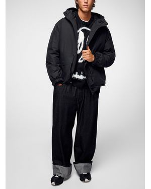 Y-3 Oversized Pockets Padded Hooded Jacket (men, Black, Large) - Blue