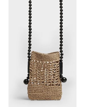 Cmmn Swdn Raffia And Beads Small Cross - White