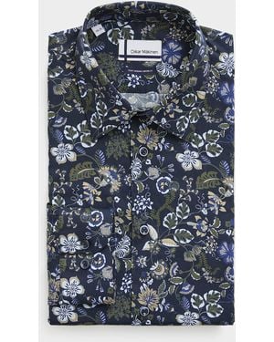 Oskar Mäkinen Playful Nocturnal Blooming Shirt Modern Fit - Blue