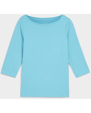 Contemporaine 3/4 Sleeves Supima Cotton T - Blue
