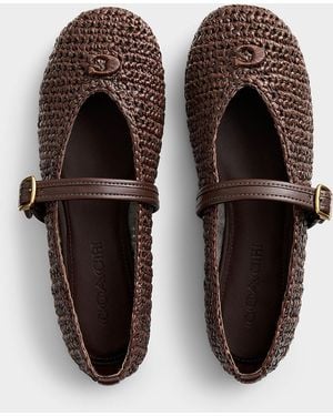 COACH Sculpted C Raffia Ballet Flats Women - Brown