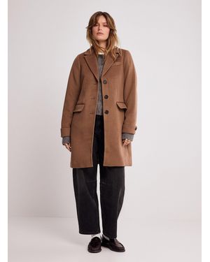 Simon's Felted Reprocessed Wool Cinched Overcoat - Natural