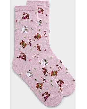 Simon's Festive Cat Socks Christmas Collection - Pink